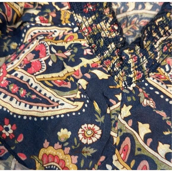 Sonmer Womens Paisley Ruffled Smocked Neck Maxi Dress Multicolor Size Medium NWT - Picture 2 of 12